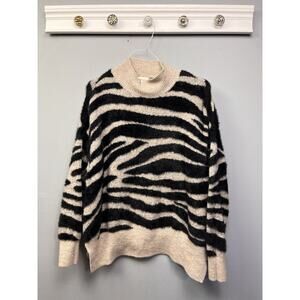 TWINE and STRING Anthropologie Sweater Women Medium Black animal print Mock neck